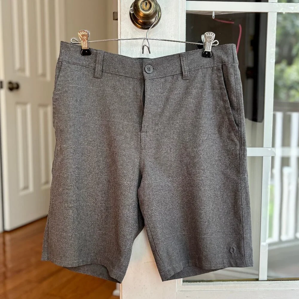 Hang Ten Gray Stripe Tech Hybrid Stretch Performance Shorts Boys XL